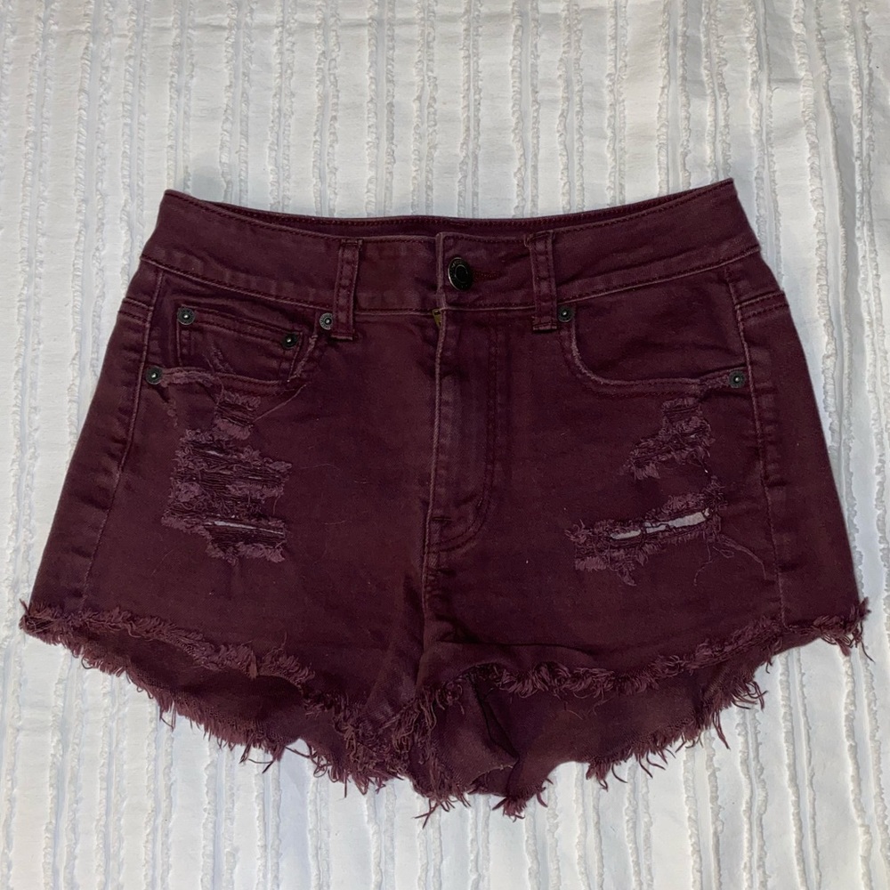 American Eagle High Rise Distressed Denim Shorts